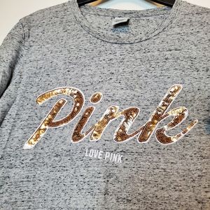 PINK VS Gray shirt sparkly top short sleeve